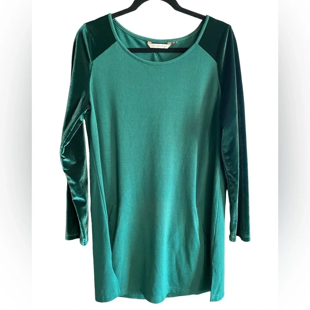 SOFT SURROUNDINGS Emerald Green Velvet Long Sleeves Tunic Top, Size M - Picture 7 of 9